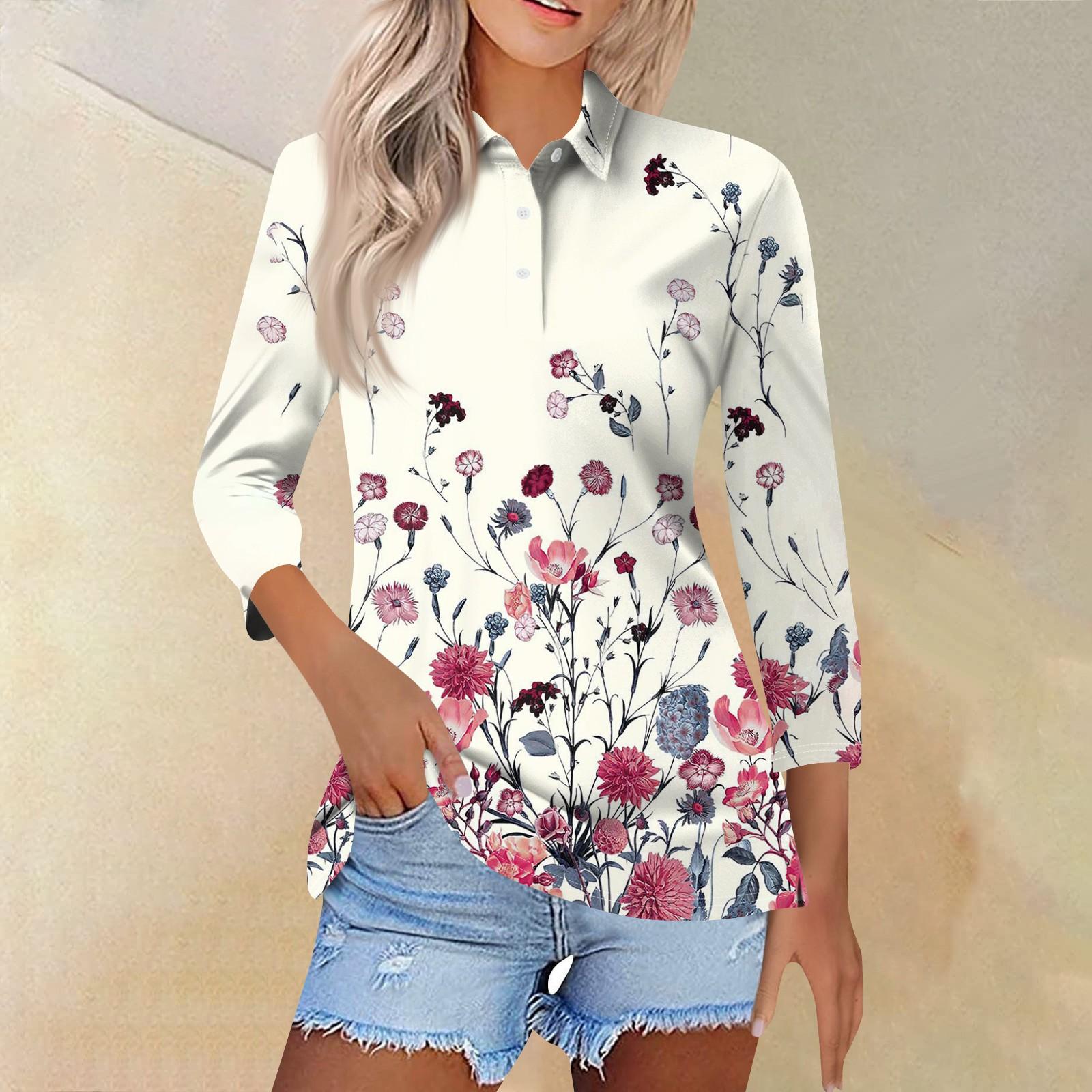 

Женская модная повседневная рубашка с отворотом и рукавом 3/4, женские топы на пуговицах XL розовый