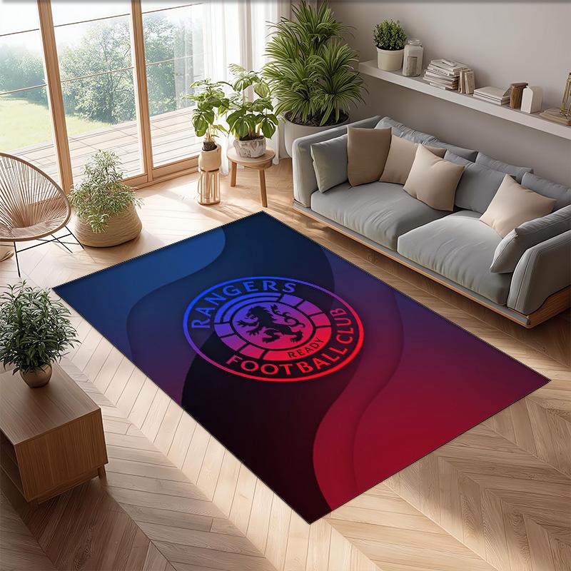 Rangers FC Soccer Football Pattern Soft Area Rug Non Slip Indoor Floor Carpet Sports Decor Mat for Bedroom