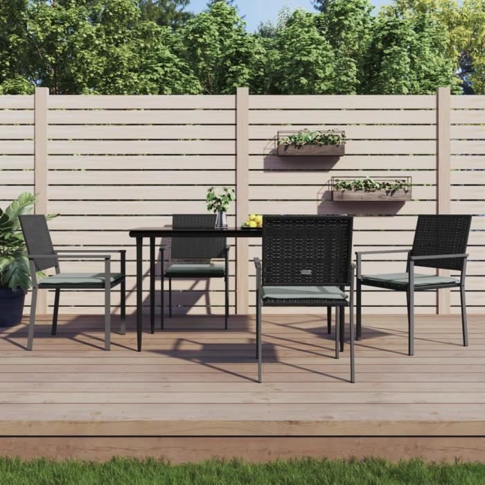 VidaXL Garden Dining Set 5 Pcs Cushions Woven Resin Steel 3187005