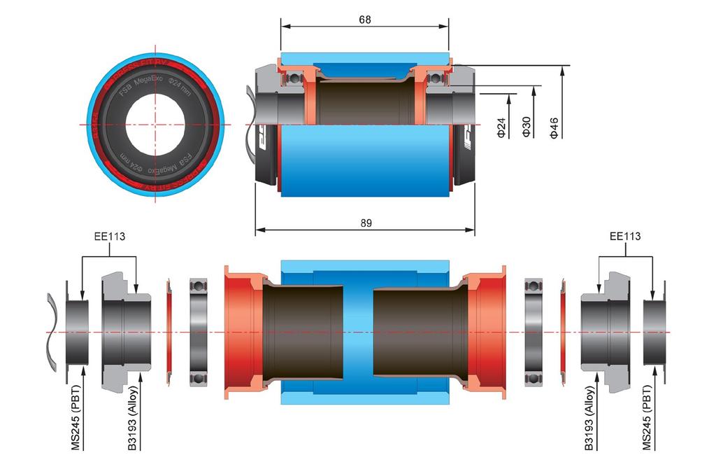 FSA Bicycle Parts Spodní držák náhradní PF30 BB ROAD redukce 200-3221