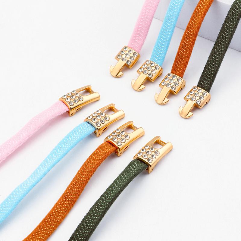 1 pár Elastické tkaničky bez zavazování Bling Diamantové křížové zámky Ozdoby na tkaničky Spony na tenisky pro AF1 Kovové tkaničky pro ženy muže