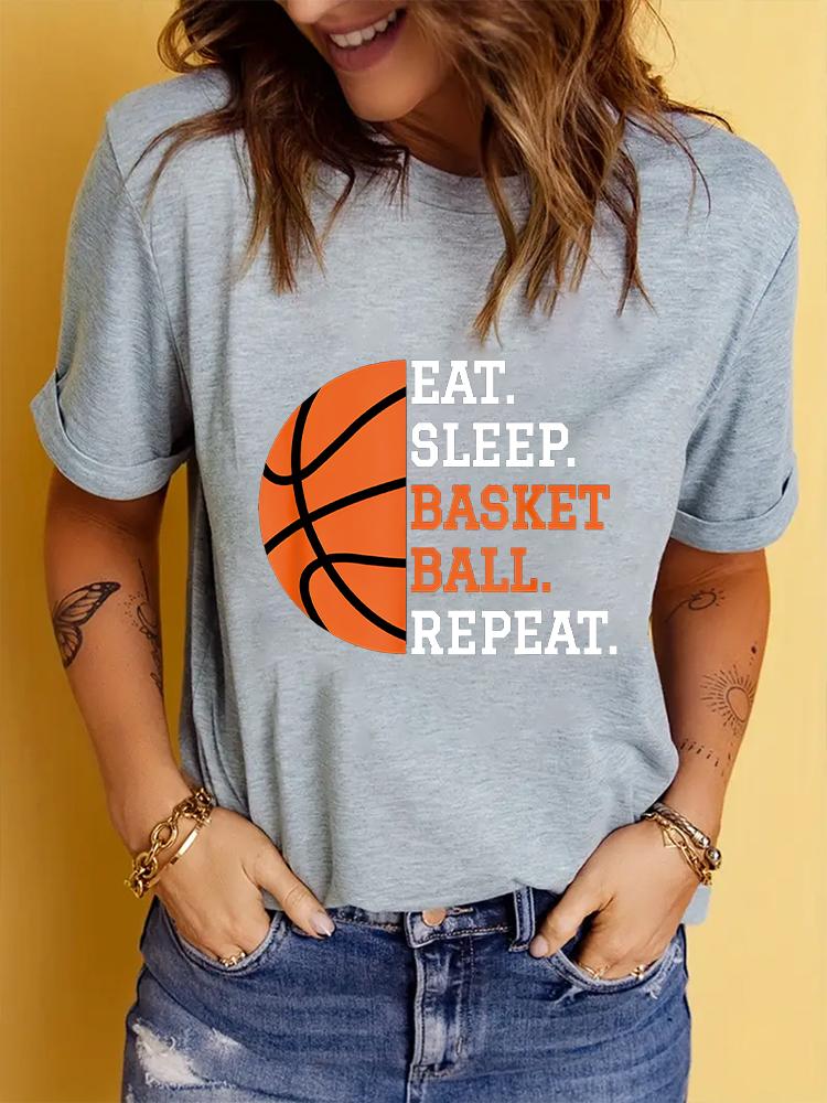 

Creative Design Basketball Graphic Printed Tshirt Womens Top Summer Round Neck Short Sleeved Fashionable Harajuku Yk Tshirt S