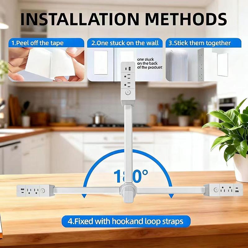 Us Electrical Wall Plug Rotates Electrical Outlet Extender Adjustable Length With Switch Nightstand Power Outlets Power Socket