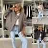 New, Winter Solid Color Long-sleeved Casual Button-up Zipper Cotton Jacket Women's Clothing