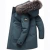 Men's Mid-Length Hooded Down Jacket 2025 - Thickened Winter Coat with Fur Collar