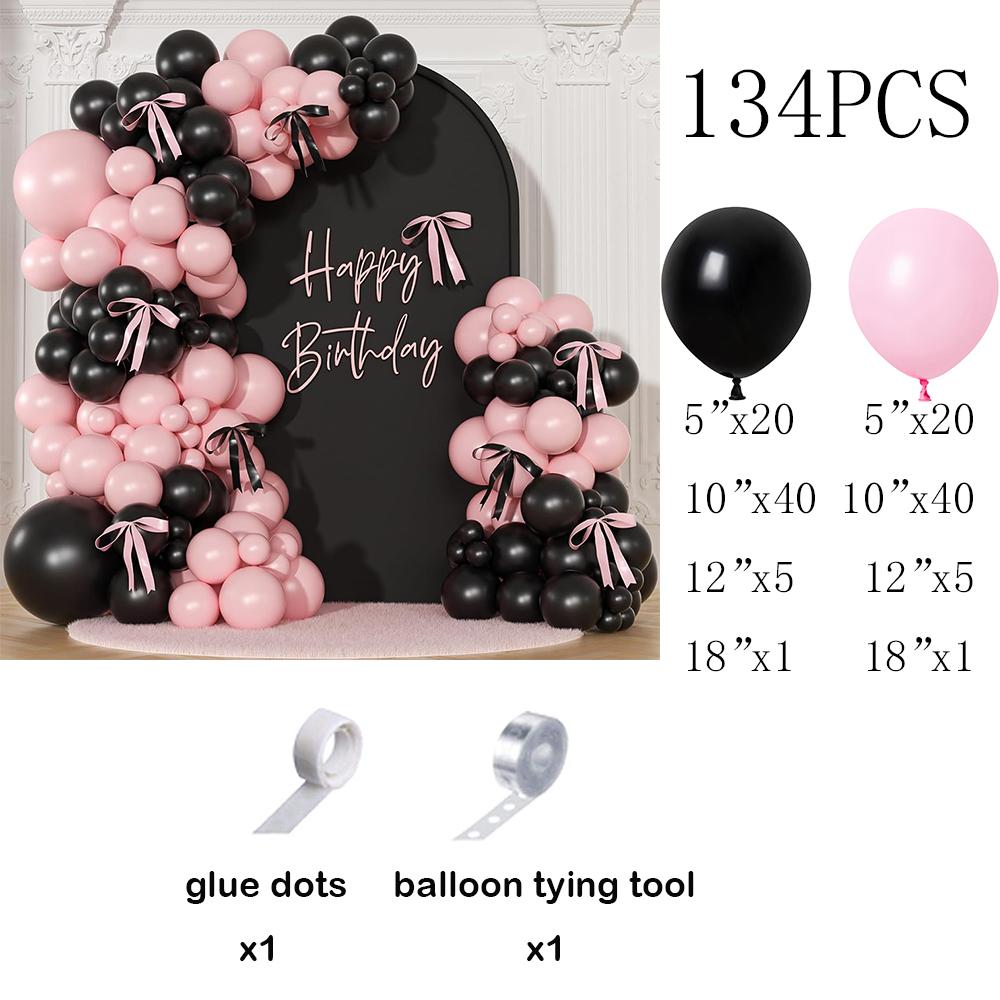 

Pastel Pink Balloons Garladn Kit Black Pink Balloon Arch Wedding Anniversary Bridal Shower Home Birthday Party Decoration Globos AS Picture