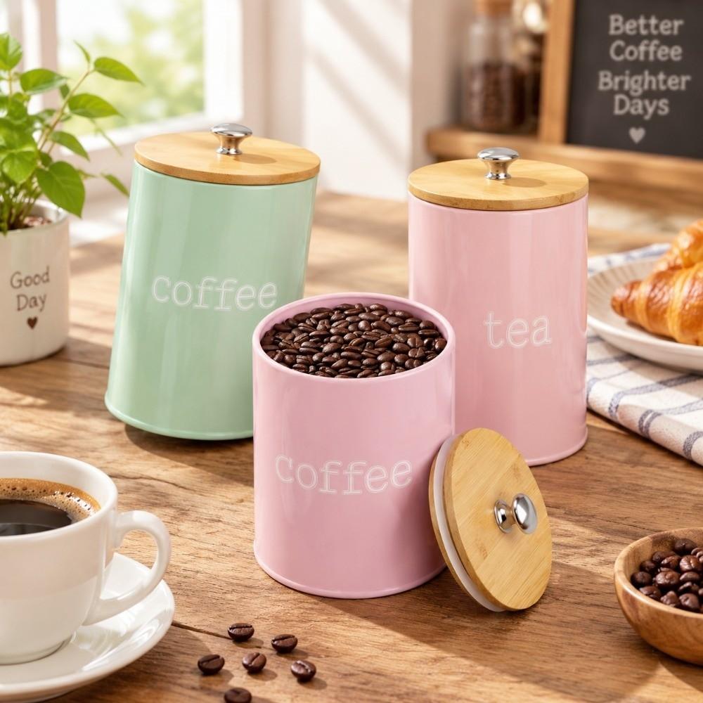 3pcs/set Large Capacity Sugar Container Moisture-proof Tea Storage Jar Living Room