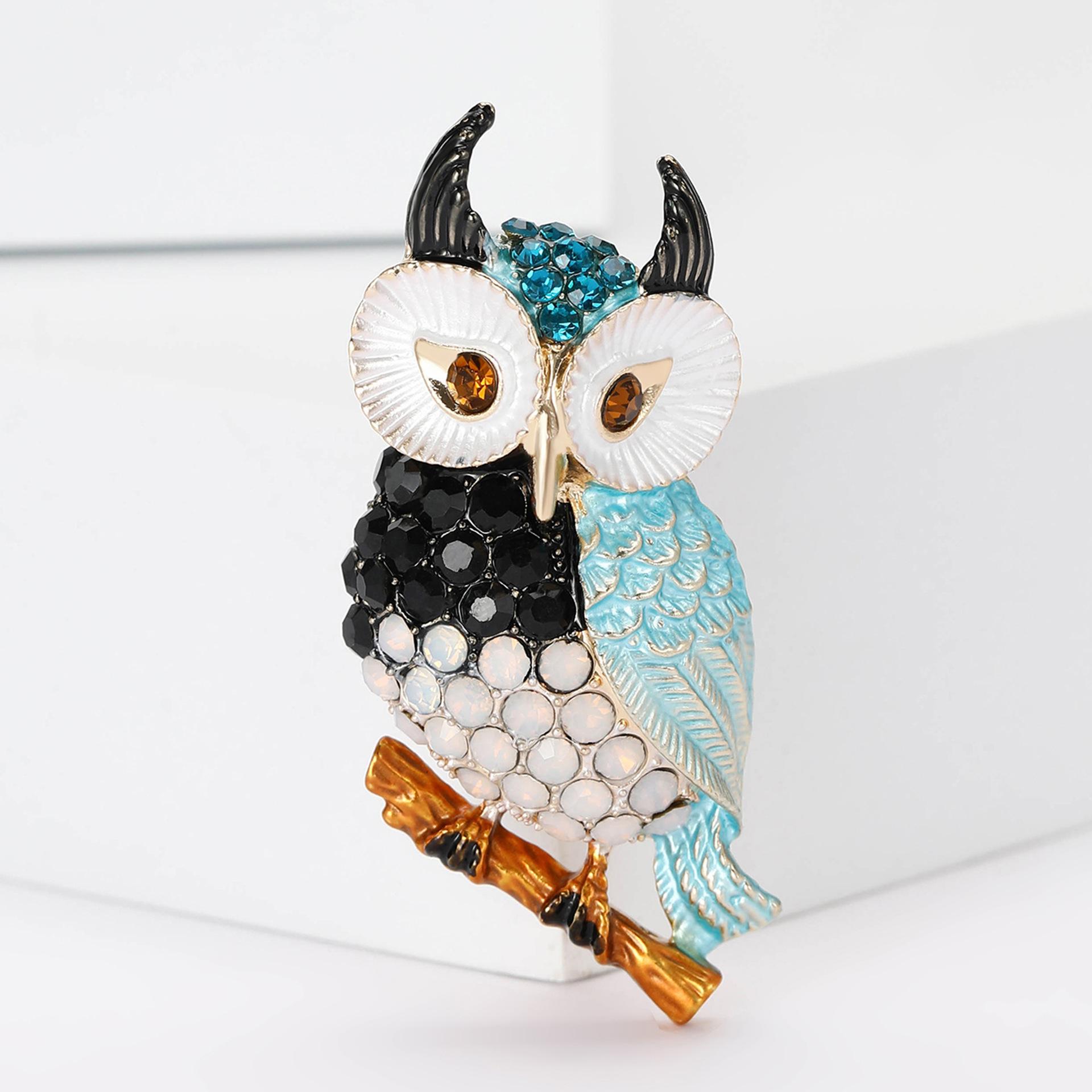 

Модна сплавова брошка зі стразами, сова, креативні та вишукані чоловічі та жіночі костюми, пальто, комод, квіткові аксесуари чорний