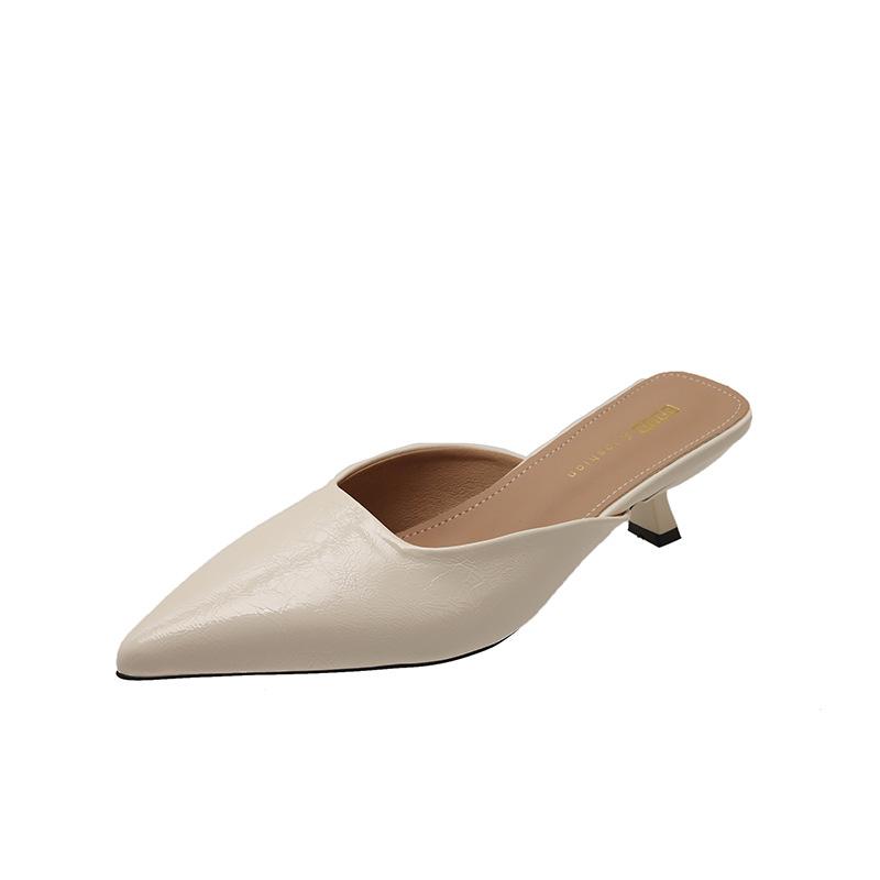 

Thin heel fashion bag head half slippers women 2025 summer European station new pointed sandals thin high heel cool slippers women 35