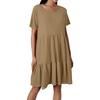 Women Casual Round Neck Short Sleeve Ruffle Dresses Fashion Summer