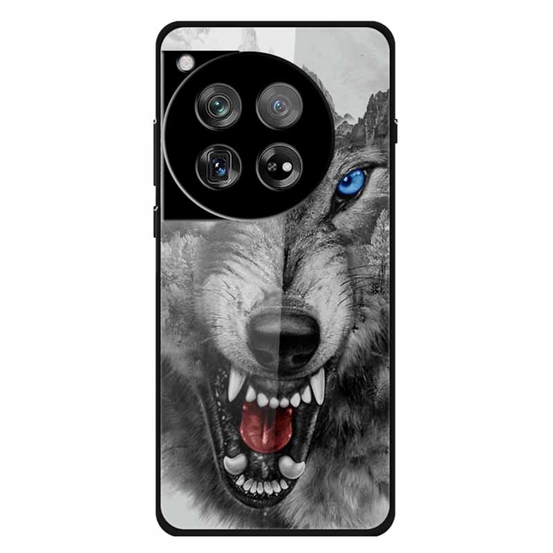For Oneplus 12 12R Case Tempered Glass Luxury Hard Back Cover for Oneplus 12 12RCases Space Soft Bumpers for One Plus 12 5G Wolf