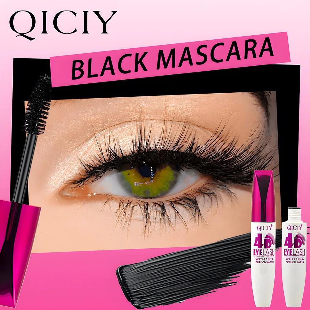 4D Mascara Black Waterproof Extra Long Volume Lasting Smudge-Resistant Natural Curling Mascara Novice Quick Start Big Eye Makeup