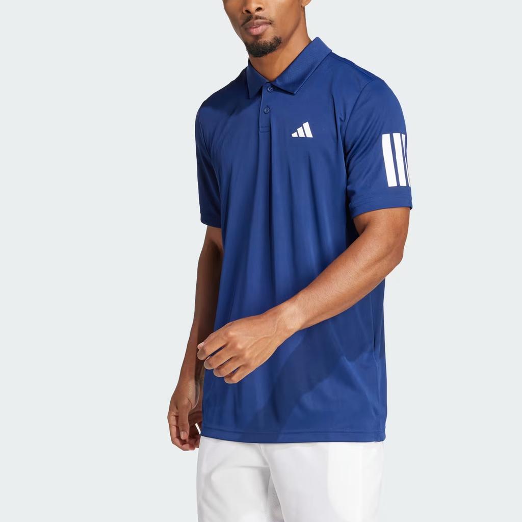 Adidas Tennis 3-Stripes Club Relaxed Fashion Pullover Short Sleeve Polo Shirt Men Polo Shirts Dark-Blue JN9006