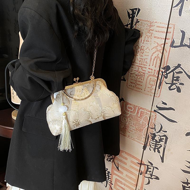 2024 Silk Texture Embroidered Handbag: Spring Fairy Chain Bag for Hanfu Skirt