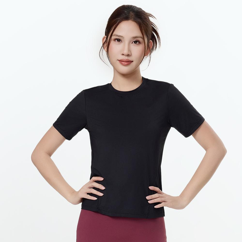 

Women s Summer Mesh Patchwork Yoga Sport Top - Slim, Quick-Dry, Breathable, Short Sleeve Fitness T-Shirt Medium чёрный