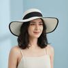 Oversize Weave Sun Cap Bowknot Ribbon Sun Protection Hat Casual Straw Sun Hat  Beach