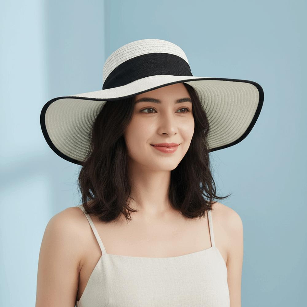 Oversize Weave Sun Cap Bowknot Ribbon Sun Protection Hat Casual Straw Sun Hat Beach
