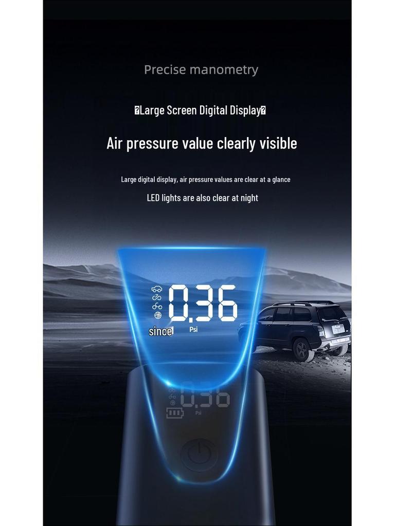 Portable High-Power Digital Car Air Pump with Wired Display