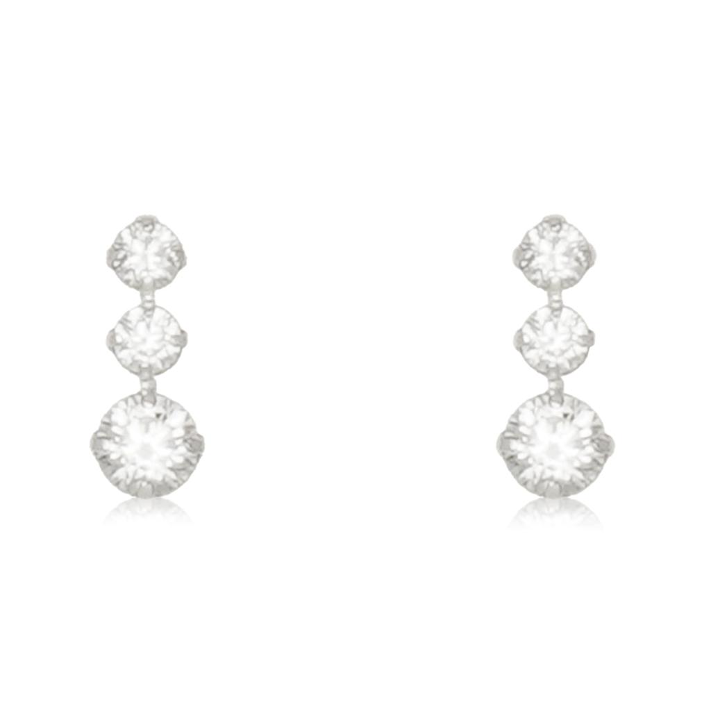 ESTELLE [Official] Women's Earrings, 10K White Gold, Cubic Zirconia, 0222-9386-0019-0000