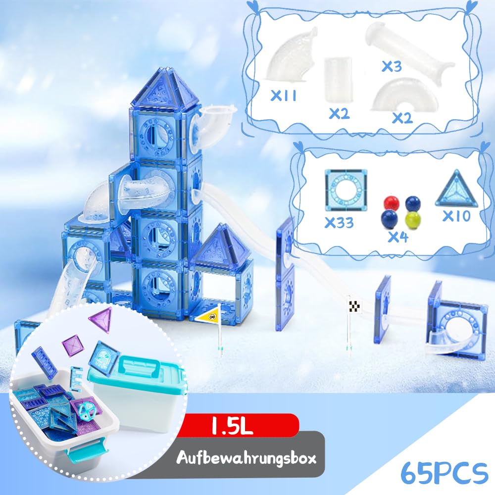 Magnetic Blocks 65PCS, Educational Building Blocks, STEM Toys for Kids, Creative Indoor Play Gift