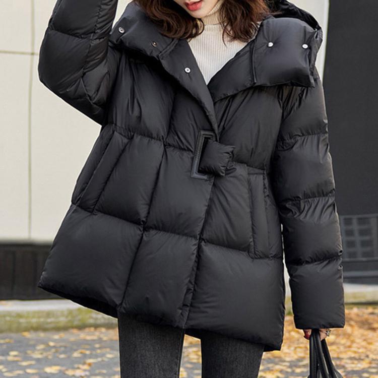 Daunenjacke mit Kapuze für Damen, Winter, mittellang, neue Mode, weiße Entendaunen, Übergröße