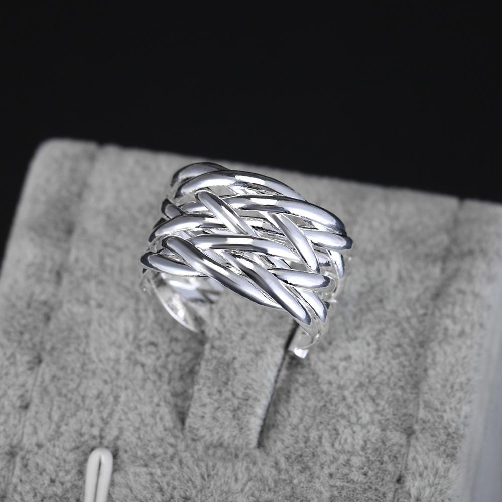 925 Sterling Silver Braided Open Ring Men And Women Wedding Jewelry