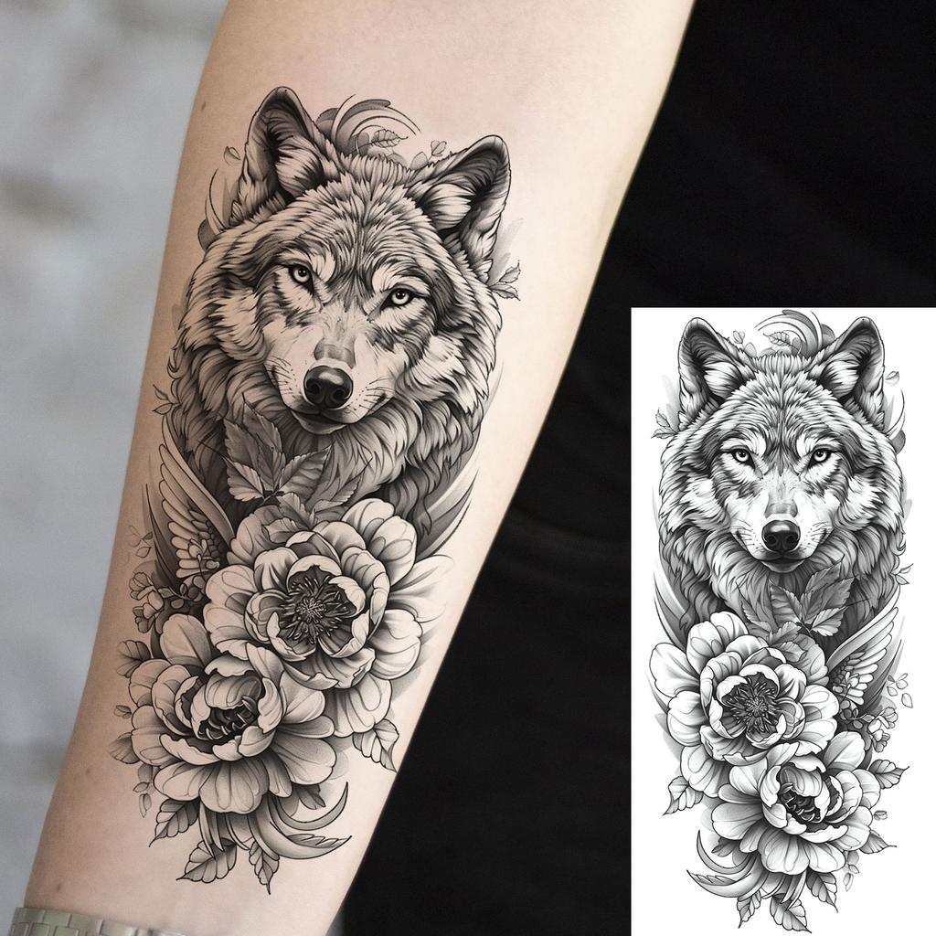 1 Sheet Sketch Flower Animals Temporary Tattoos For Women Long Lasting Waterproof Elephant Turtle Fake Tattoo Body Art Stickers