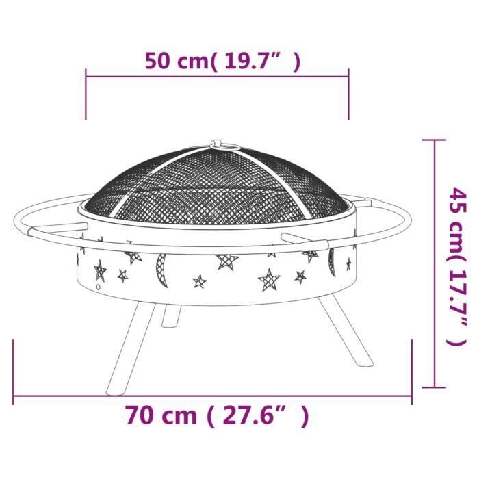 VidaXL Foyer avec tisonnier 70 cm XXL acier 360064