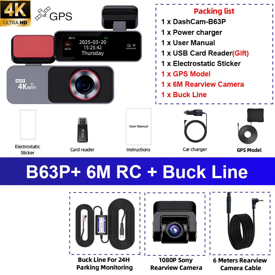 E-ACE 4K Dash Cam Support WiFi GPS Sony IMX678 Night Vision Parking Mode Loop Record 170° Wide Angle Speed Display Mini Car DVR