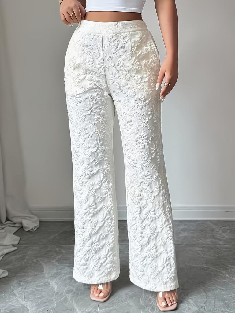 Ladies' Elegant Solid Color Flared Pants - Four Season Pants (with Pockets) Made of Non Stretch Fabric, Featuring Classic Flared Leg Design