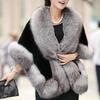 Make imitation leather coat women's long imitation mink hair new imitation fox fur collar shawl