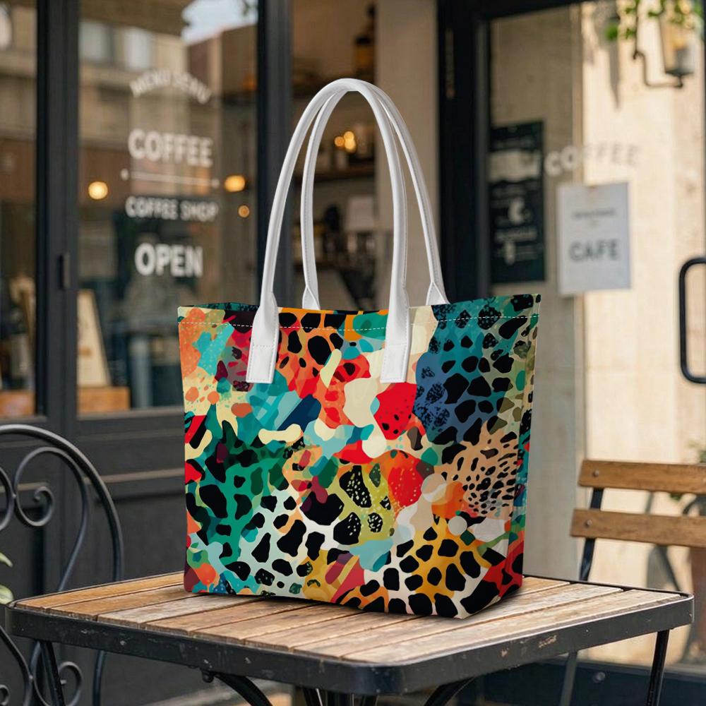 Colorful Animal Print Tote Bag Casual Daily Women Handbag Lightweight Shopping Shoulder Bag