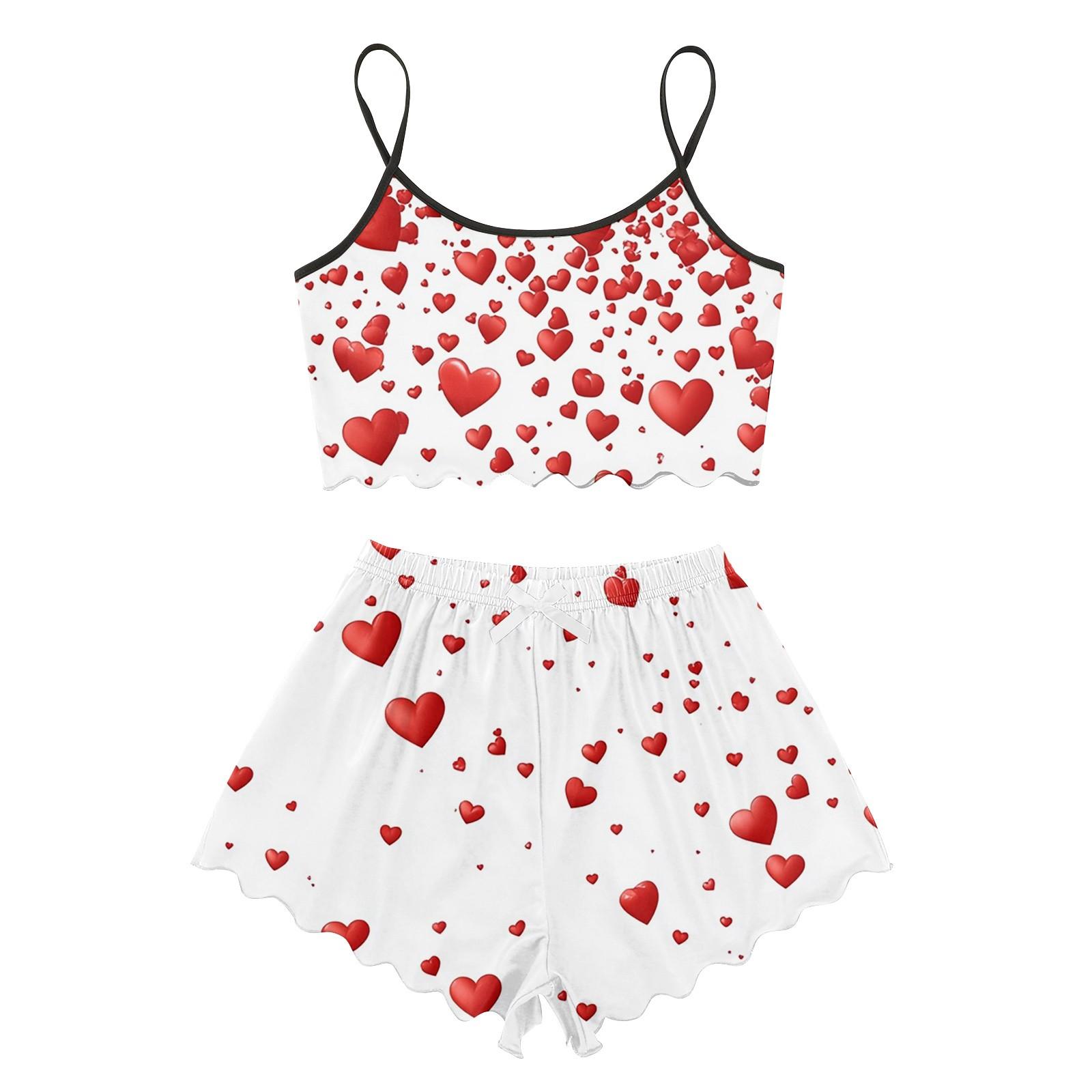 

Pyjama Sets For Women Soft Two Piece Loungewear Sets Sleeveless Tops Shorts Matching Pyjamas Nightwear XL кавун червоний колір