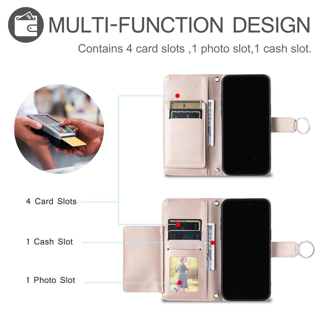 Crossbody Ledertasche für Xiaomi Redmi Note 15 14 13 12 11 Pro Plus 14C A3 13C 11A 12 5G mit Lanyard Klappbörse Handyhülle
