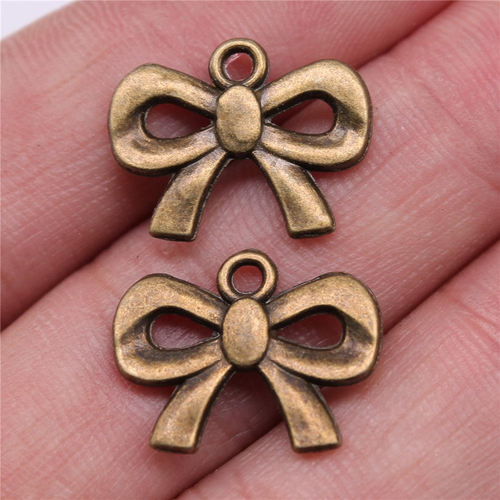 20pcs Bow Tie Connector Zinc Alloy Charm DIY Necklace Making Findings Handmade Tibetan Jewelry