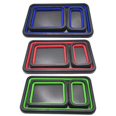 3pcs Silicone Magnetic Parts Holders Dismountable Rectangular Screw Holder Containers Box Tray for Workshop Organization