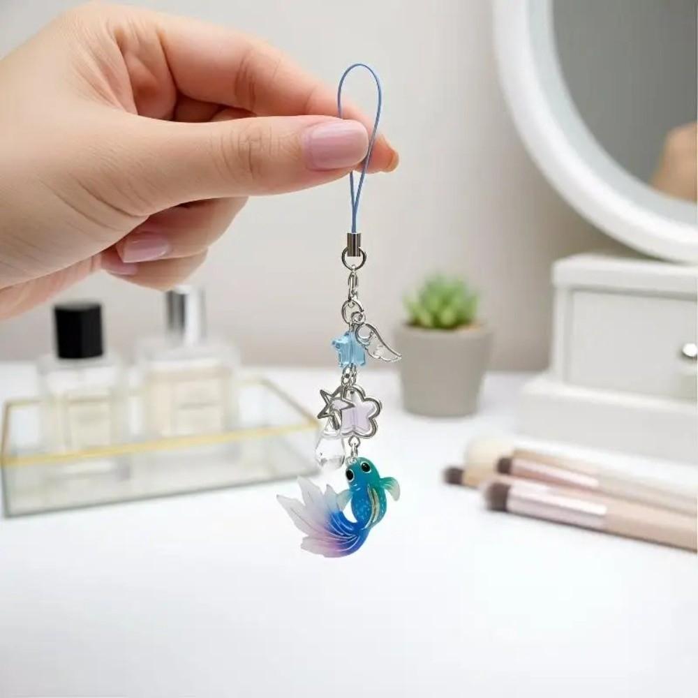Simulation Fish Mobile Phone Chain Plastic Keychain Charms Lucky Koi Phone Pendant  Car Key Jewelry