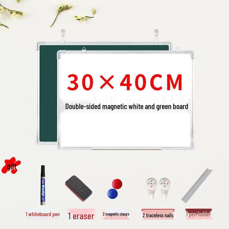 Dual-Sided Magnetic Whiteboard & Blackboard, Mobile Stand, Erasable, for Home, Office, or Classroom.