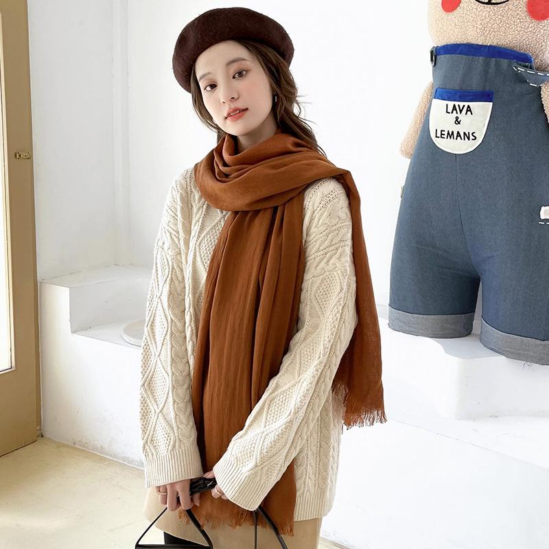 

Sweet solid color scarf women s 2025 new fashion warm medium and long decorative wear scarf shawl світло-коричневого кольору