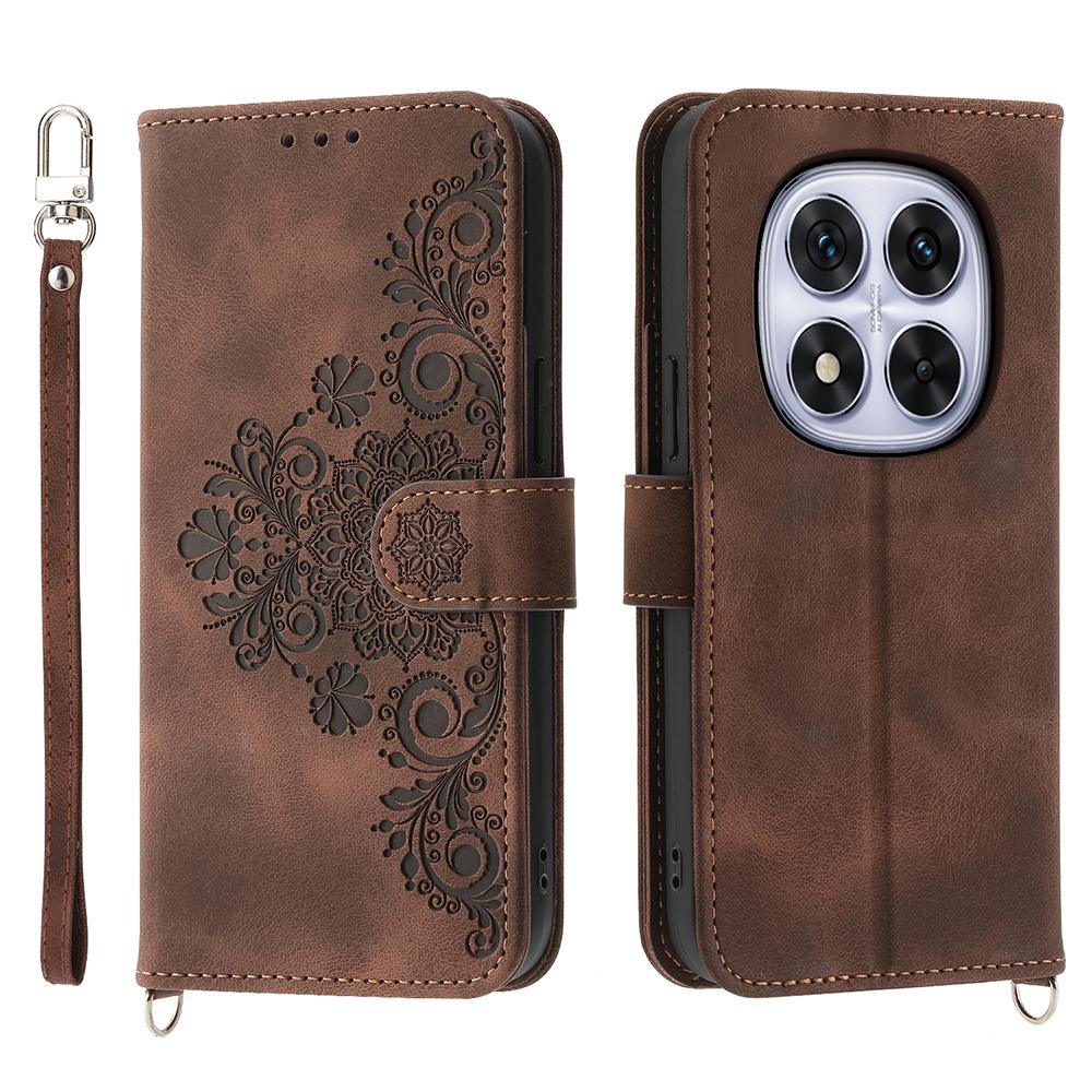 For Xiaomi Poco M8 Pro 5G/Redmi Note 15 Pro+ 5G (Global) Case Flower Pattern PU Leather Wallet Phone Cover with Strap