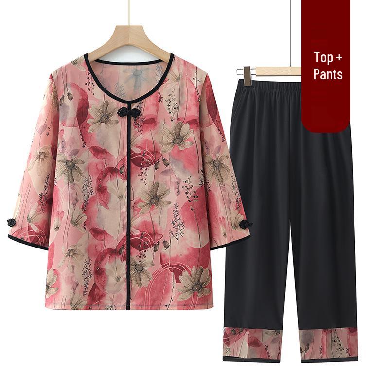 Grand Tang Lady New Chinese Style Spring Set for Mid-Aged Women 3XL