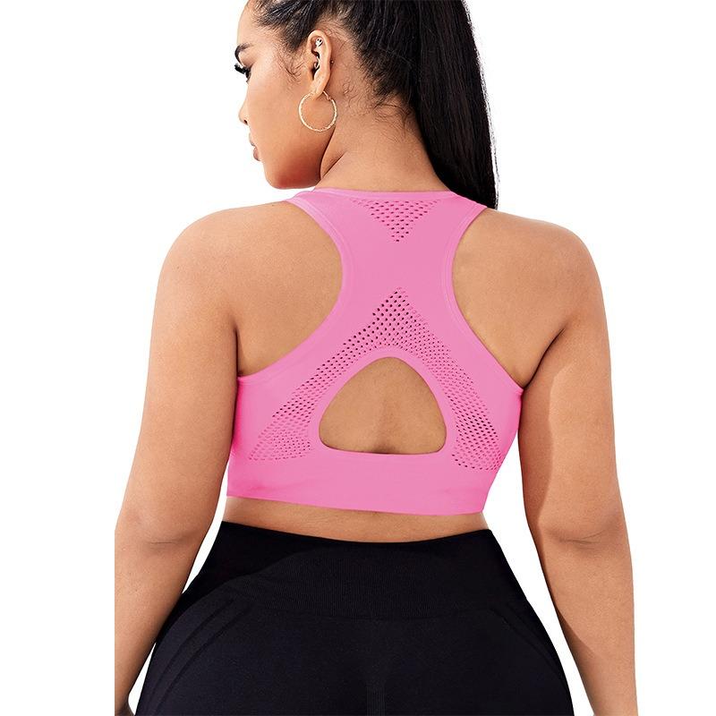 Plus Size Solid Color Shockproof Women Sports Bra For Running Yoga Fitness