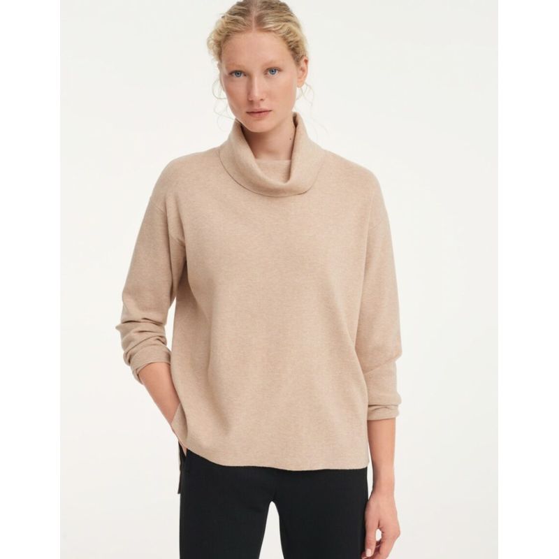 

European and American-Style High Collar Smooth Warm Straight Knit Sweater Elegance camel M