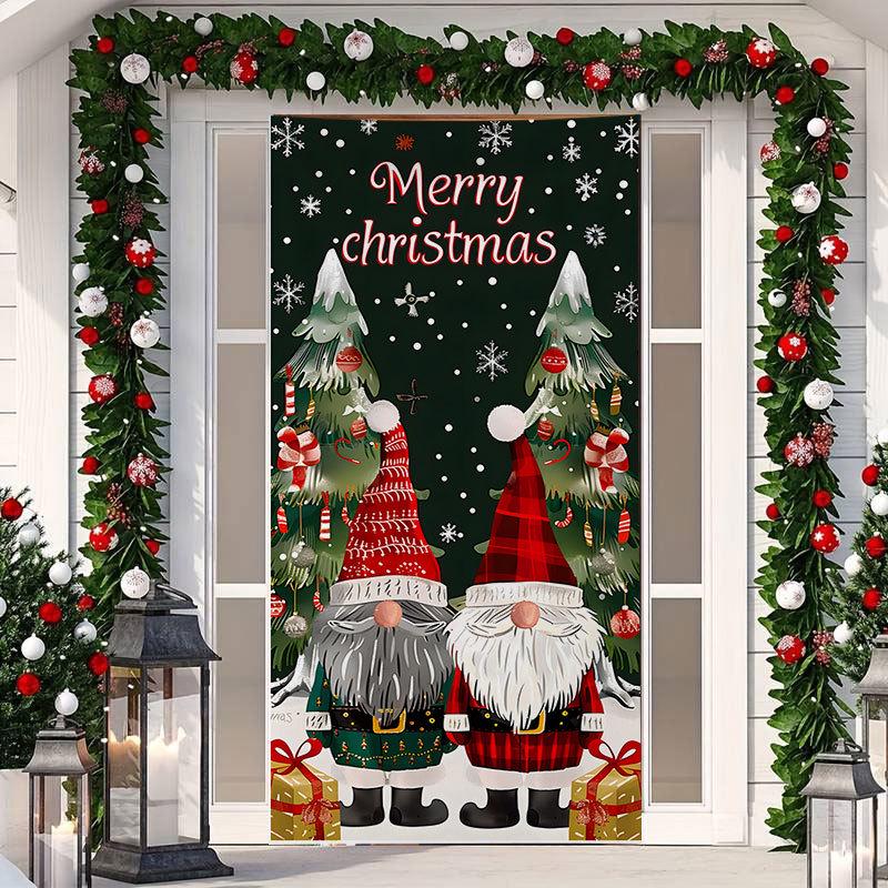 Christmas Cartoon Door Cover Sticker for Home Party Backdrop