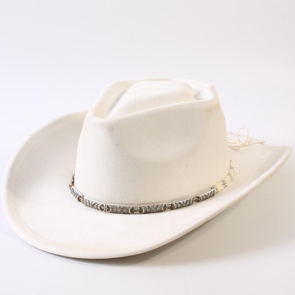 Popolari cappelli western da cowboy classici in camoscio europei e americani, cappelli da cowboy alla moda retrò da uomo e da donna