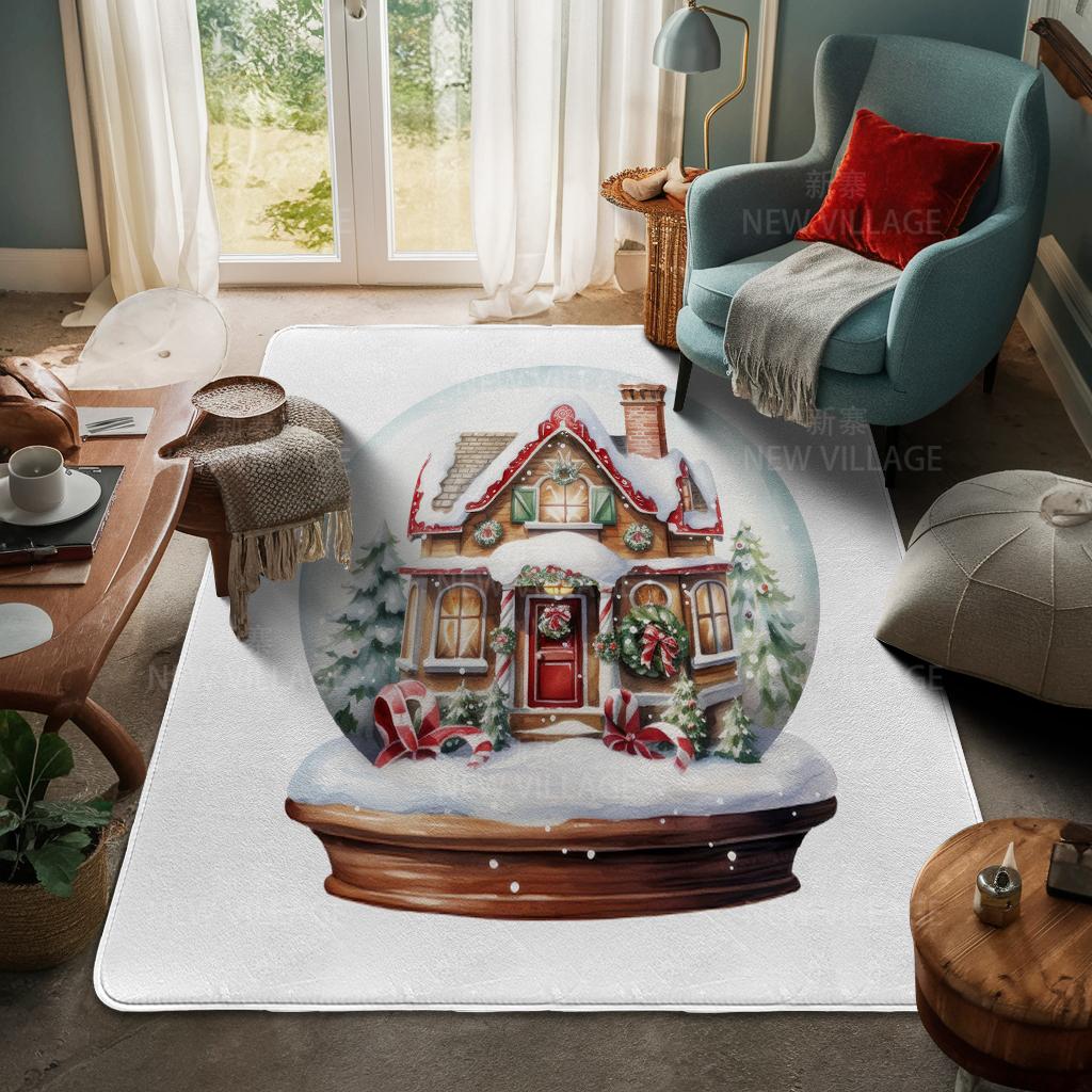 House Entrance Carpet Home Door Mat Living Room Bath Foot Bathroom Non-slip Water Absorption Rugs Bath Merry Christmas Winter