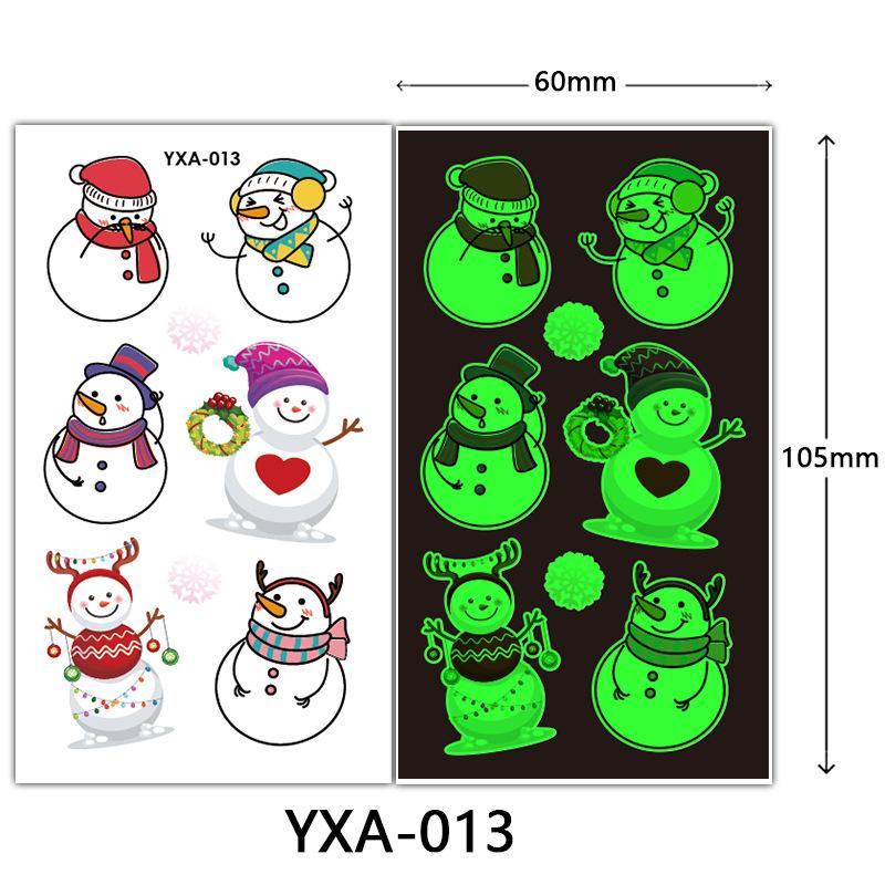 Christmas Luminous Tattoo Sticker Glowing Waterproof Sweat Cute Cartoon Holiday Party Temporary Sticker