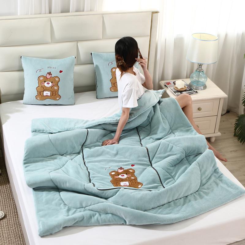 Double-Sided Milk Velvet Embroidered Pillow: Cozy Winter Cushion for Car & Gift