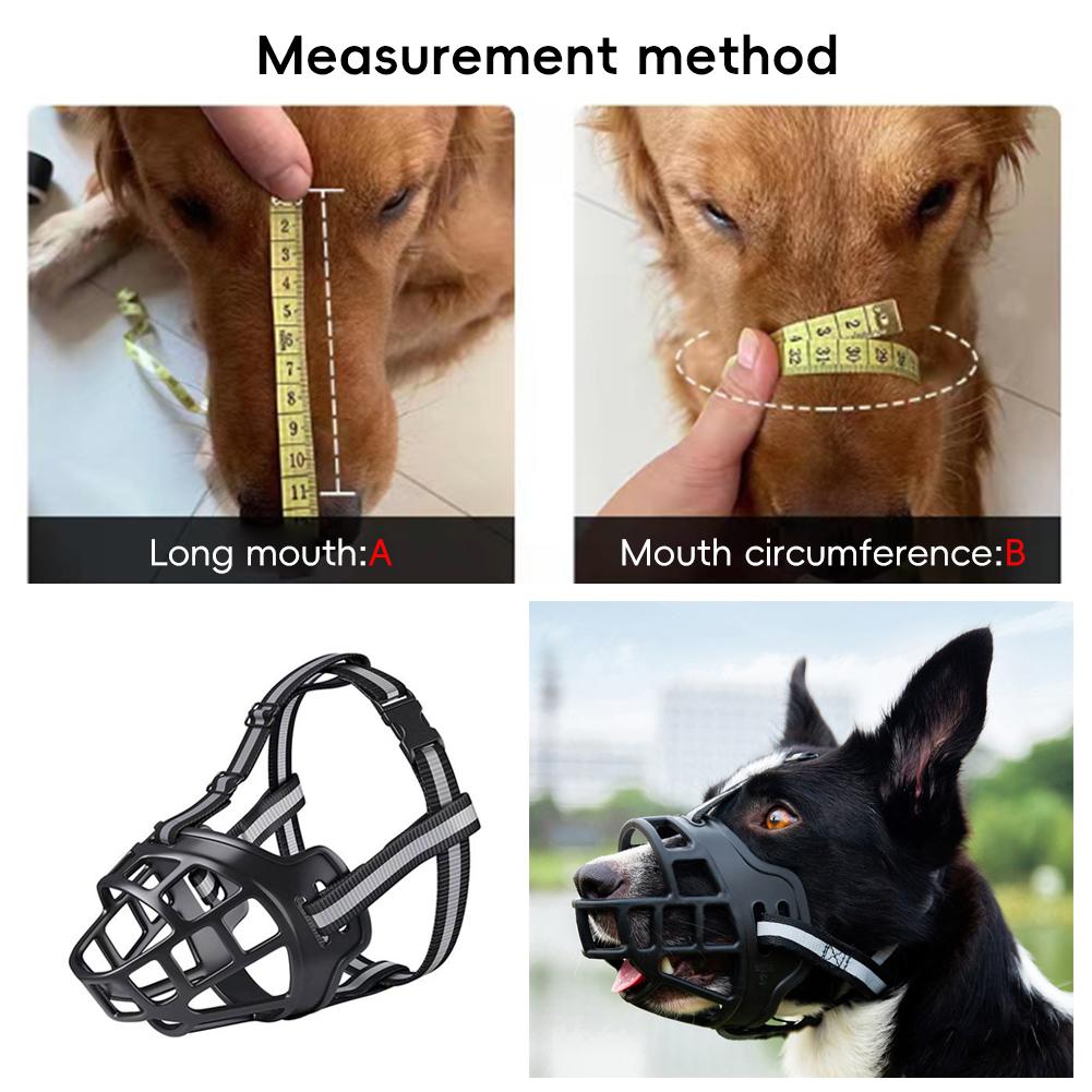 Anti-Biting Dog Mouth Cover With Reflective Strip Adjustable Dog Muzzle Anti-barking Mask Soft Rubber Can Drink Water Dog Accessories