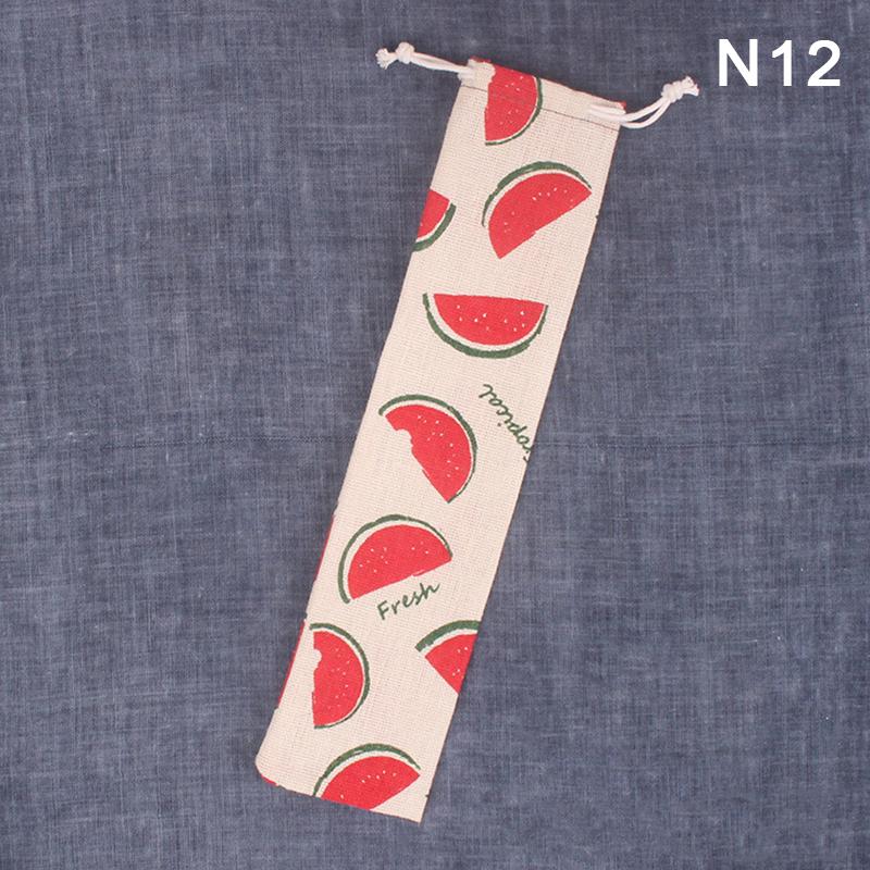 1ks opakovaně použitelný slaměný sáček sáček na kovové slámové příbory Barevné cestovní kempingové hůlky Lžíce Vidlička Nůž Úložný sáček Zásobník